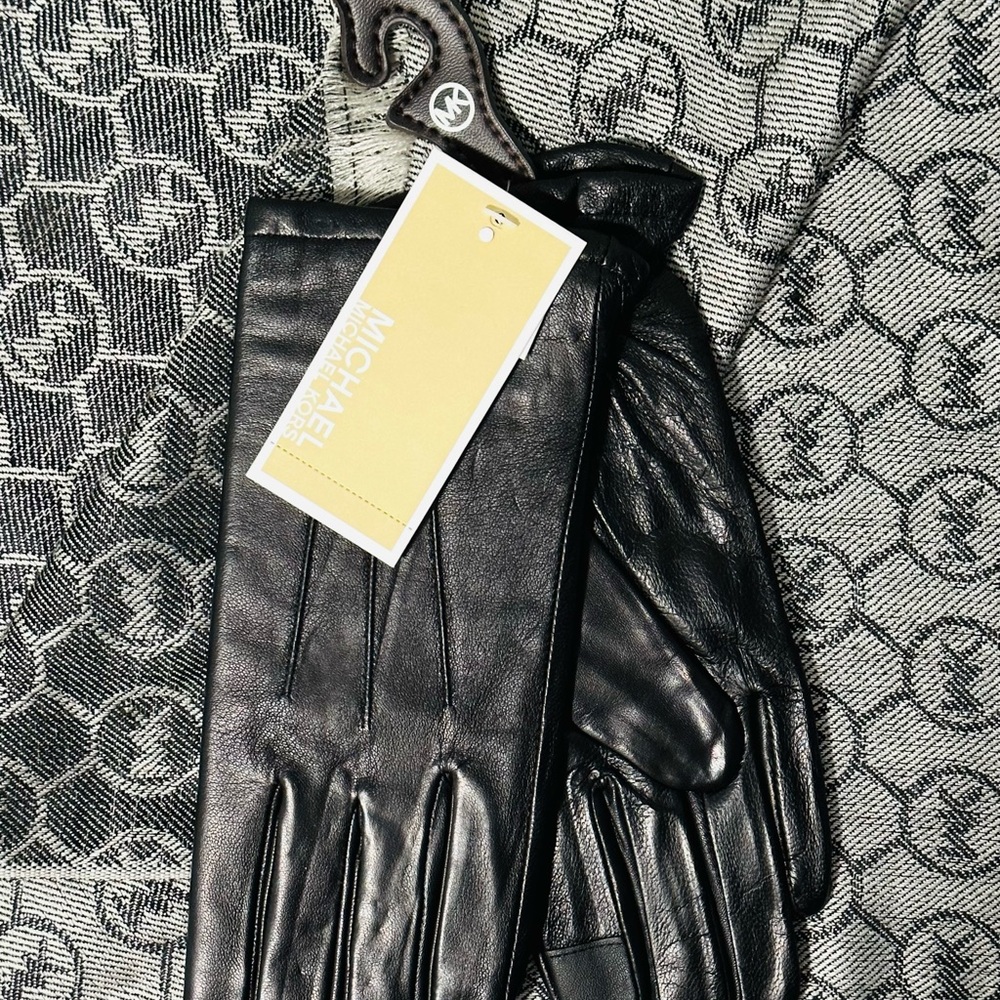 Michael Kors leather gloves and scarf